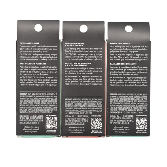 ELF Power Grip Primer Trio Set Hydrating Makeup Base With Niacinamide 0.5 Fl Oz - Picture 2 of 5
